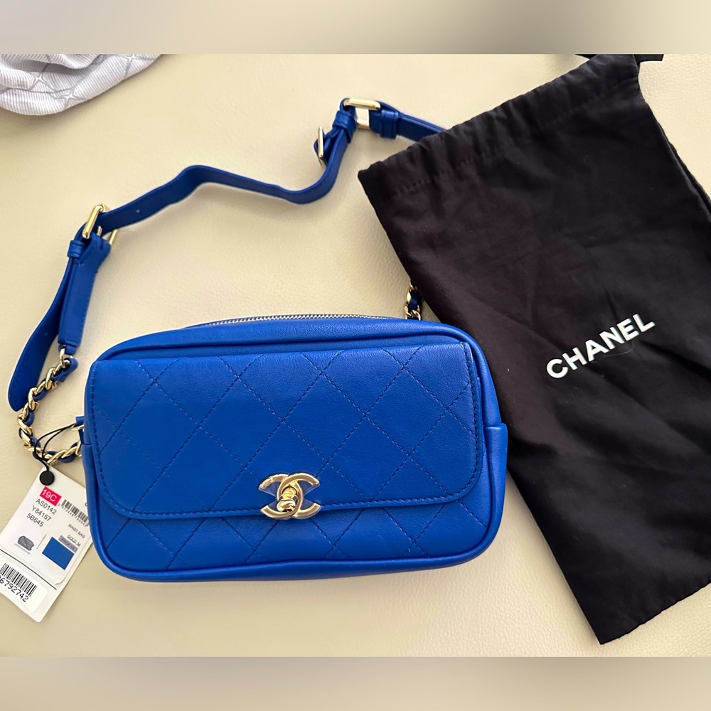 Chanel Calfskin Casual Trip Waist Bag Blue